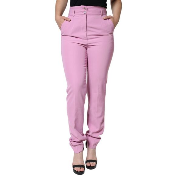 Dolce & Gabbana Pink Polyester High Waist Women Tapered Women's Pants